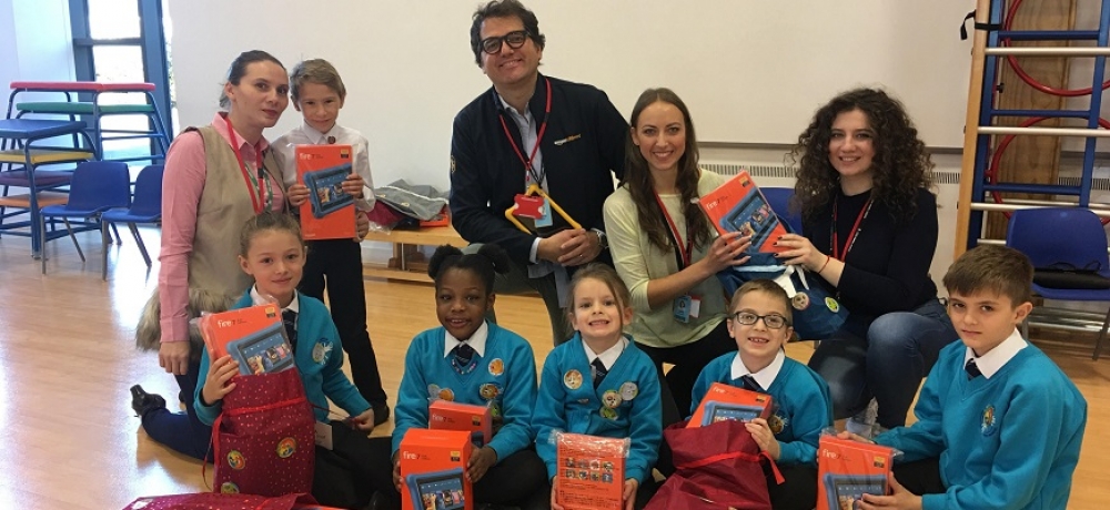 Images courtesy of author // Amazon bring Kindle Fires to the school.